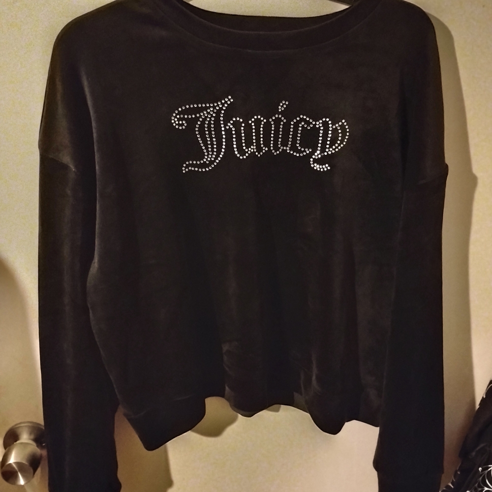 Juicy Couture Black Sweatshirt with Rhinestone Logo